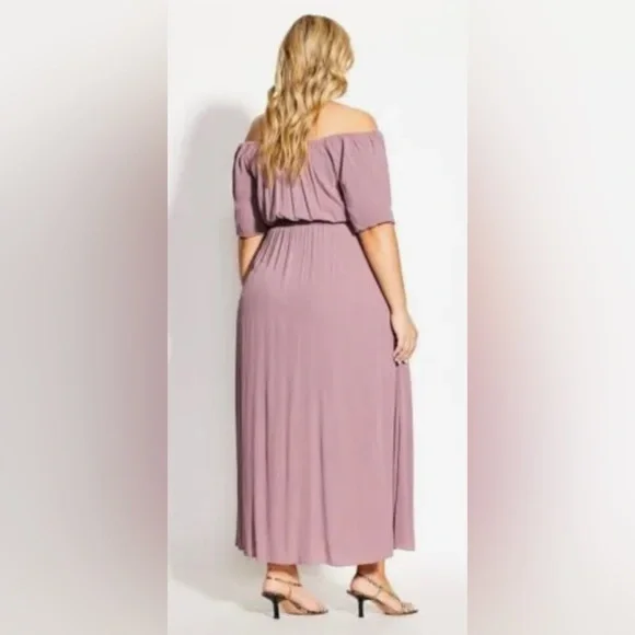 City Chic Tropical Tie Maxi Dress Plus Size M (18) Pink Woodrose - Picture 2 of 8